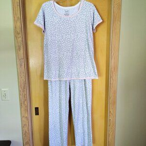 Pillow Talk Cozy Pajama Set Pink Grey Stretch Small